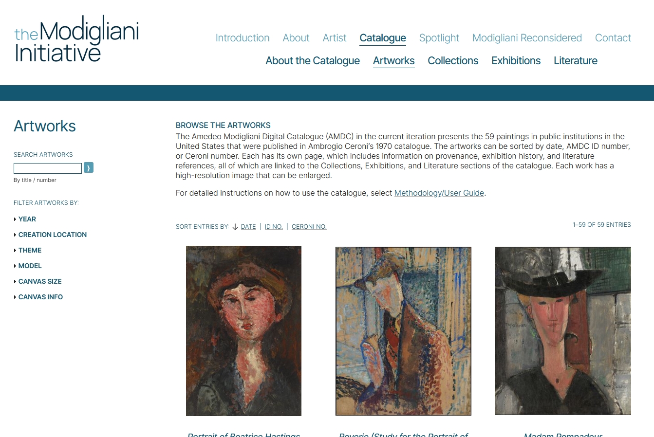 Amedeo Modigliani Digital Catalogue